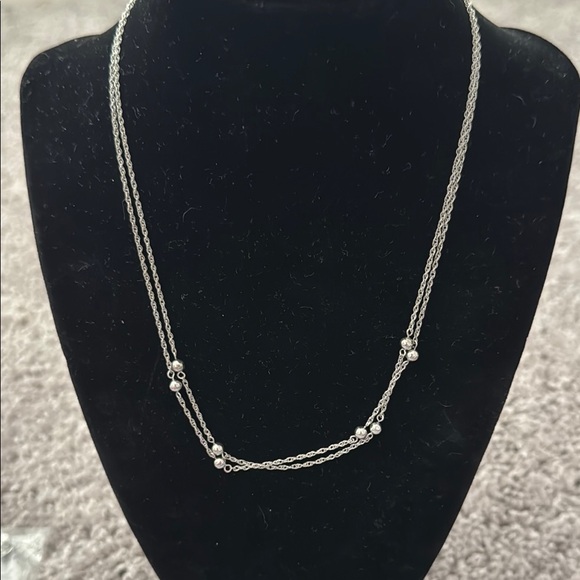 Elegant sterling Silver Necklace layered multi chain station necklace - Picture 1 of 3